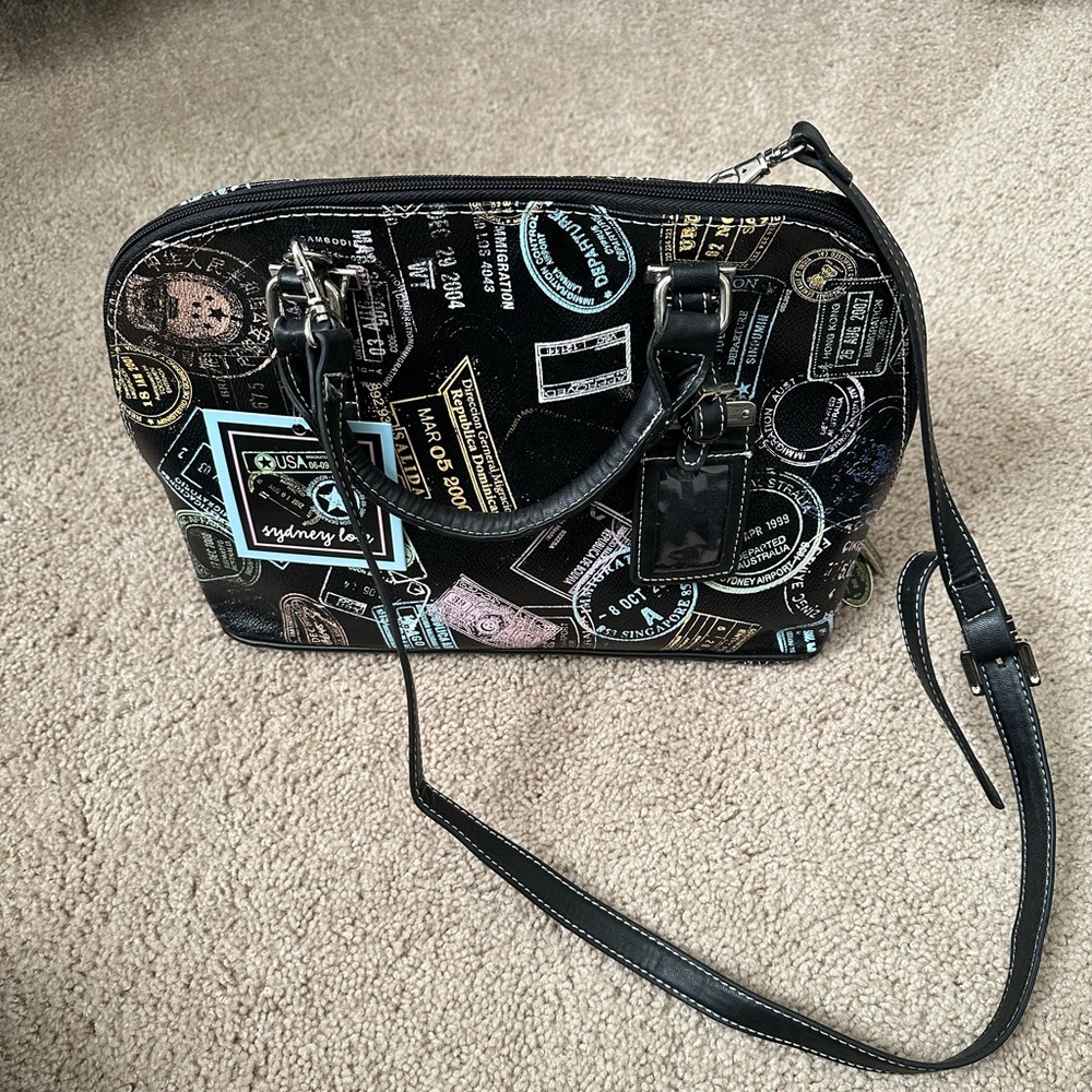 Sydney love boo voyage passport print bowling bag (crossbody attachment)